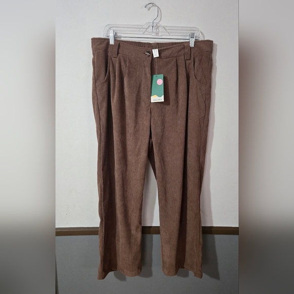 HALARA Pants - Halara Women’s Brown Corduroy Straight Trouser Pants Size XL Petite